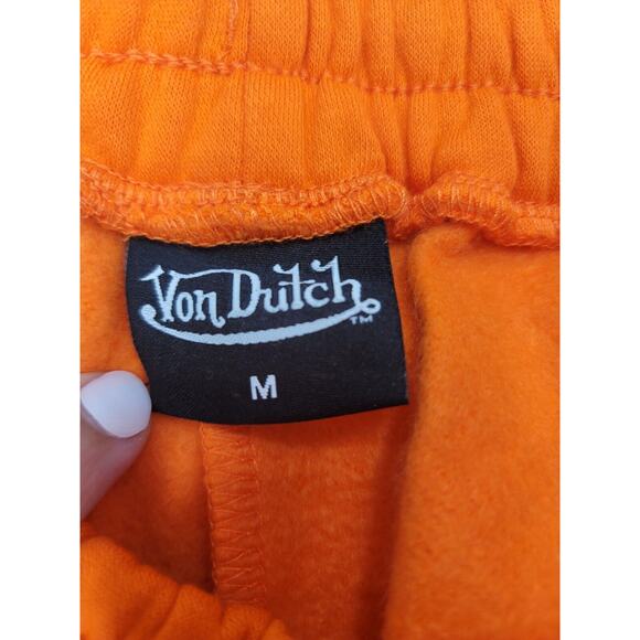 Von Dutch Oval Logo Fleece Jogger Orange Black‎ Streetwear Unisex - Picture 4 of 7